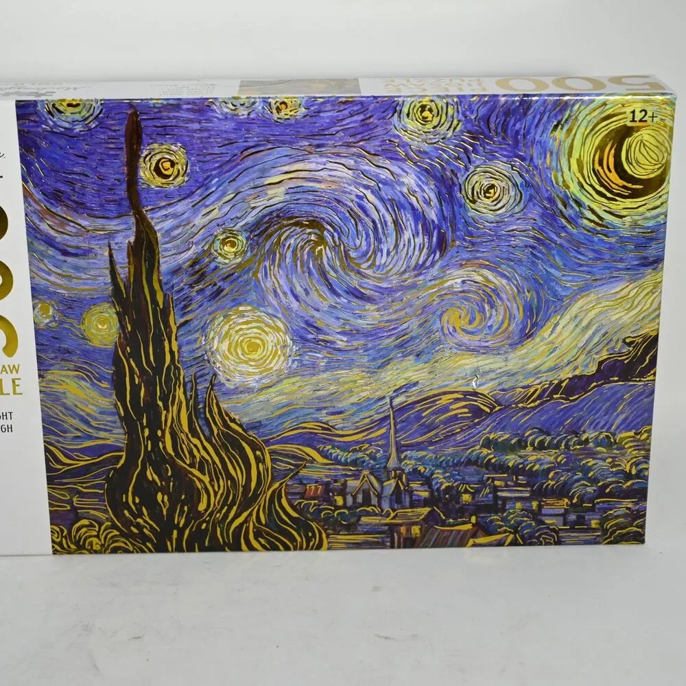 Van Gogh Starry Night 500 Piece Puzzle Mindbogglers Gold